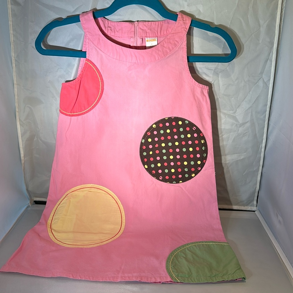 Pink sundress with colorful dots. Size 8